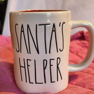 New Rae Dunn White/Red Christmas Mug Santa’s Helper